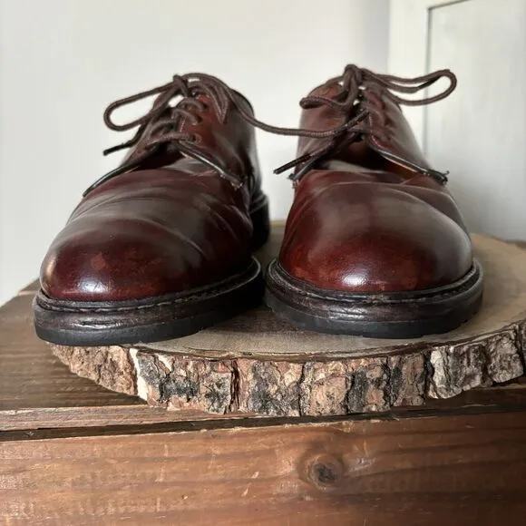 Allen Edmonds Shoes Men 12B Fulton Derby Saddle Oxford Plain Toe Brown Leather