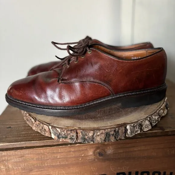 Allen Edmonds Shoes Men 12B Fulton Derby Saddle Oxford Plain Toe Brown Leather