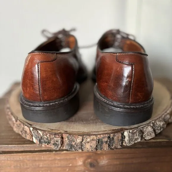 Allen Edmonds Shoes Men 12B Fulton Derby Saddle Oxford Plain Toe Brown Leather