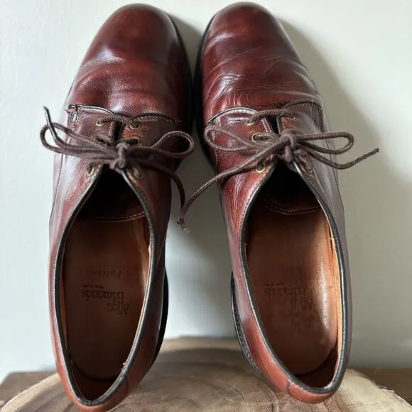 Allen Edmonds Shoes Men 12B Fulton Derby Saddle Oxford Plain Toe Brown Leather