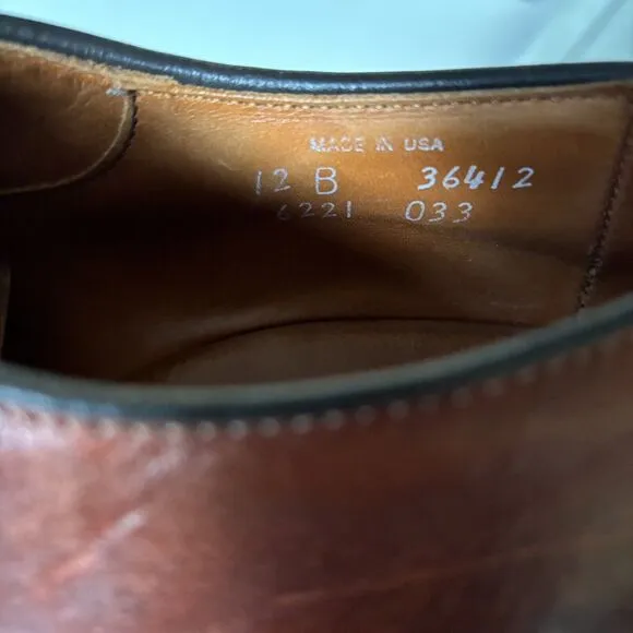 Allen Edmonds Shoes Men 12B Fulton Derby Saddle Oxford Plain Toe Brown Leather