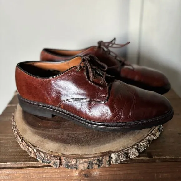 Allen Edmonds Shoes Men 12B Fulton Derby Saddle Oxford Plain Toe Brown Leather