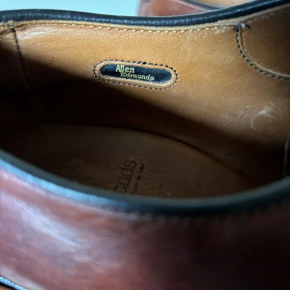 Allen Edmonds Shoes Men 12B Fulton Derby Saddle Oxford Plain Toe Brown Leather
