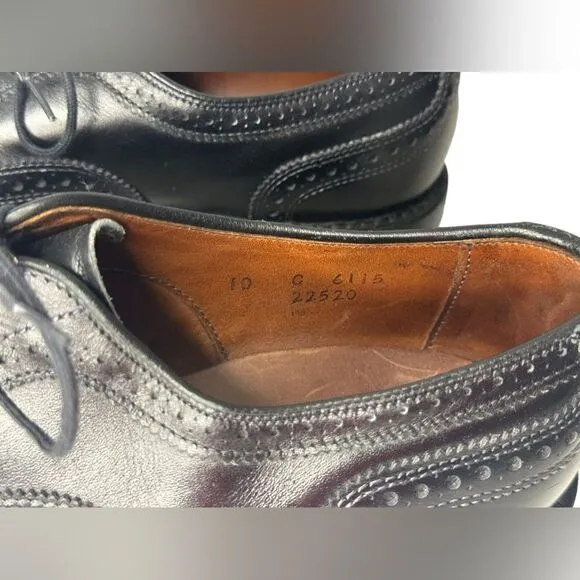 Allen Edmonds Strand Cap Toe Oxfords 10 C Black Brogue Dress Shoes Dainite Sole