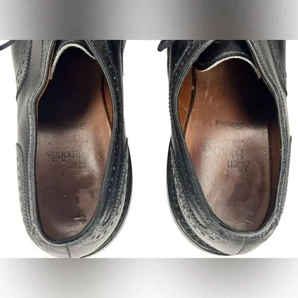 Allen Edmonds Strand Cap Toe Oxfords 10 C Black Brogue Dress Shoes Dainite Sole