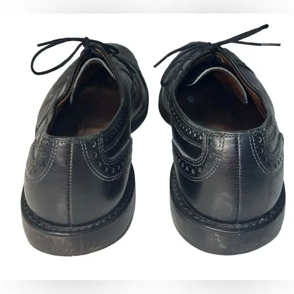 Allen Edmonds Strand Cap Toe Oxfords 10 C Black Brogue Dress Shoes Dainite Sole