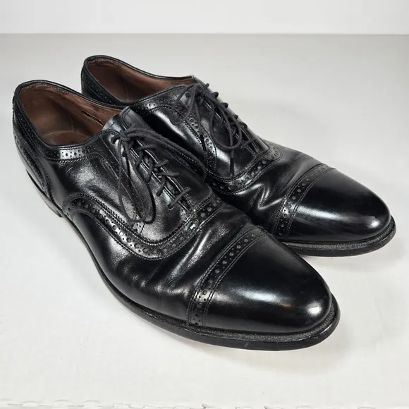 Allen Edmonds Strand Oxfords Men Size 14 AAA Leather Black Cap Toe Dress Shoes