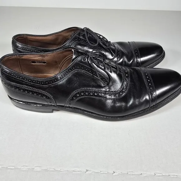 Allen Edmonds Strand Oxfords Men Size 14 AAA Leather Black Cap Toe Dress Shoes