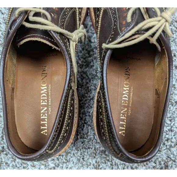Allen Edmonds STRANDMOK Dress Shoes Men's 10 B Leather Cap Toe Oxfords Brown 10B