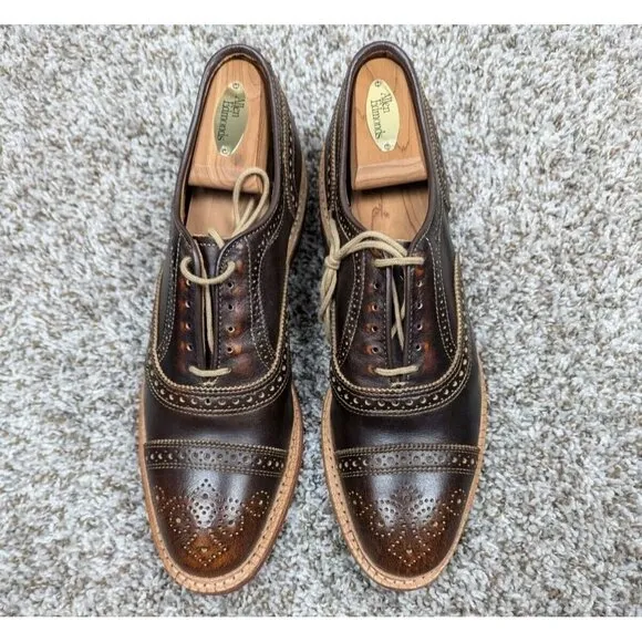 Allen Edmonds STRANDMOK Dress Shoes Men's 10 B Leather Cap Toe Oxfords Brown 10B