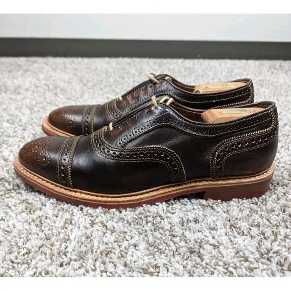 Allen Edmonds STRANDMOK Dress Shoes Men's 10 B Leather Cap Toe Oxfords Brown 10B
