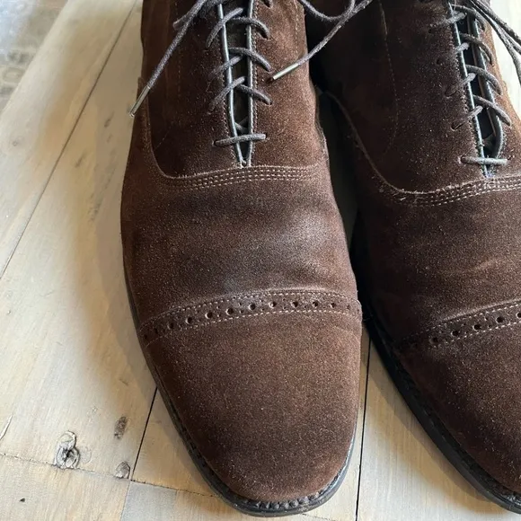 Allen Edmonds Suede Byron Cap Toe Brown Oxfords. Size 15