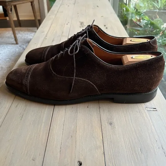 Allen Edmonds Suede Byron Cap Toe Brown Oxfords. Size 15