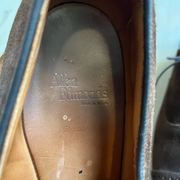 Allen Edmonds Suede Byron Cap Toe Brown Oxfords. Size 15