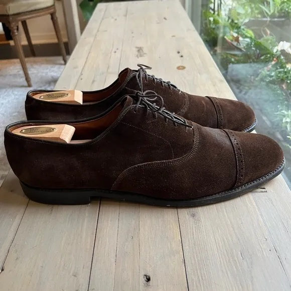 Allen Edmonds Suede Byron Cap Toe Brown Oxfords. Size 15