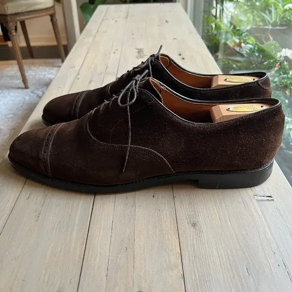 Allen Edmonds Suede Byron Cap Toe Brown Oxfords. Size 15