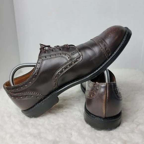 Allen Edmonds Whitney Oxfords Mens 9 D Brown Cap Toe Medallion Leather Shoes