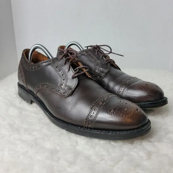Allen Edmonds Whitney Oxfords Mens 9 D Brown Cap Toe Medallion Leather Shoes