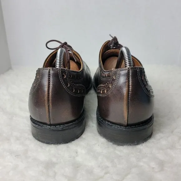Allen Edmonds Whitney Oxfords Mens 9 D Brown Cap Toe Medallion Leather Shoes