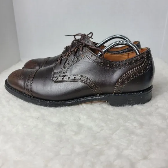 Allen Edmonds Whitney Oxfords Mens 9 D Brown Cap Toe Medallion Leather Shoes