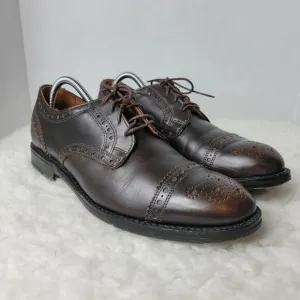 Allen Edmonds Whitney Oxfords Mens 9 D Brown Cap Toe Medallion Leather Shoes