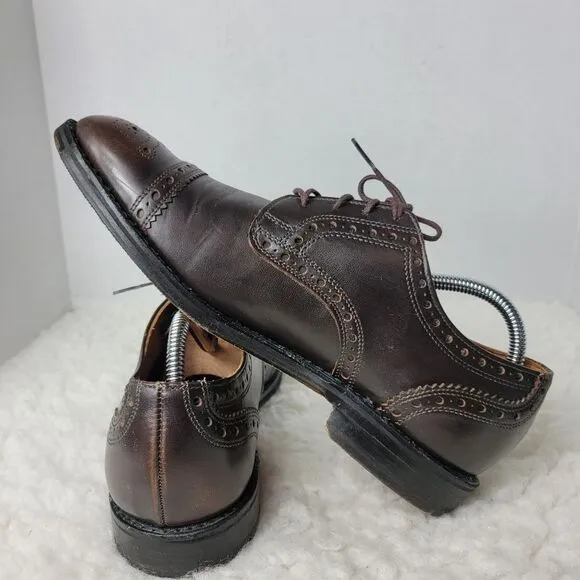 Allen Edmonds Whitney Oxfords Mens 9 D Brown Cap Toe Medallion Leather Shoes