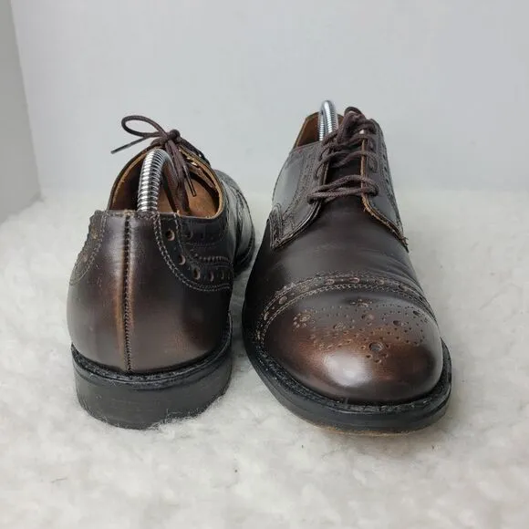 Allen Edmonds Whitney Oxfords Mens 9 D Brown Cap Toe Medallion Leather Shoes