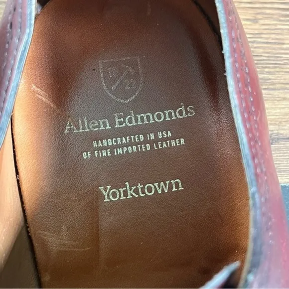 Allen Edmonds Yorktown Red Leather Cap Toe Oxfords. Dress Shoes Men’s Size 9.5