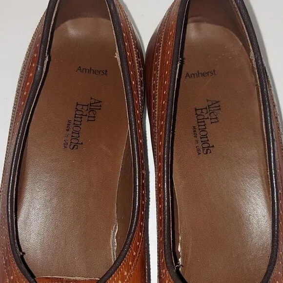 Allen Edmonds Amherst Cognac Wingtip Oxfords Sz 10 AAAA