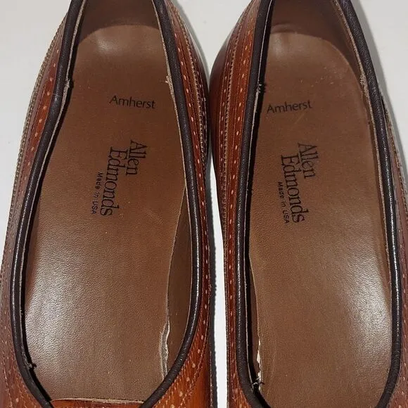 Allen Edmonds Amherst Cognac Wingtip Oxfords Sz 10 AAAA