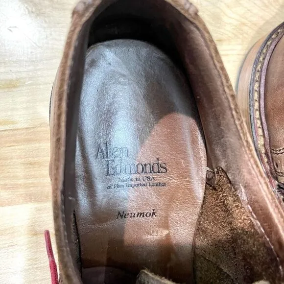 Allen Edmonds NEUMONK Brown Brogue Wingtip Oxfords. Size 9.5 (3E).