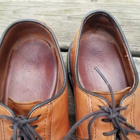 Allen Edmonds Split Front Moc Toe Oxfords Derby Tan Leather Casual Dress 10 D