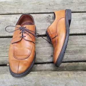 Allen Edmonds Split Front Moc Toe Oxfords Derby Tan Leather Casual Dress 10 D