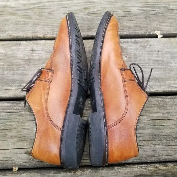Allen Edmonds Split Front Moc Toe Oxfords Derby Tan Leather Casual Dress 10 D