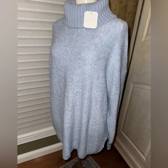 Altar’d State Billie Boucle Turtleneck Sweater Zen Blue NWT