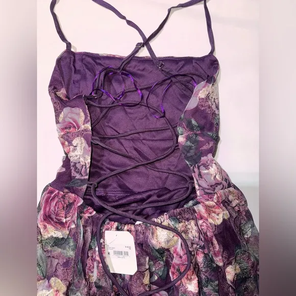 Altar’d State Moxie Floral Maxi Dress Burgundy XS NWT