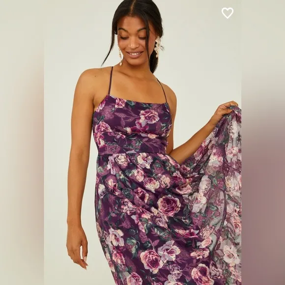 Altar’d State Moxie Floral Maxi Dress Burgundy XS NWT