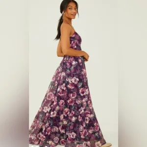 Altar’d State Moxie Floral Maxi Dress Burgundy XS NWT
