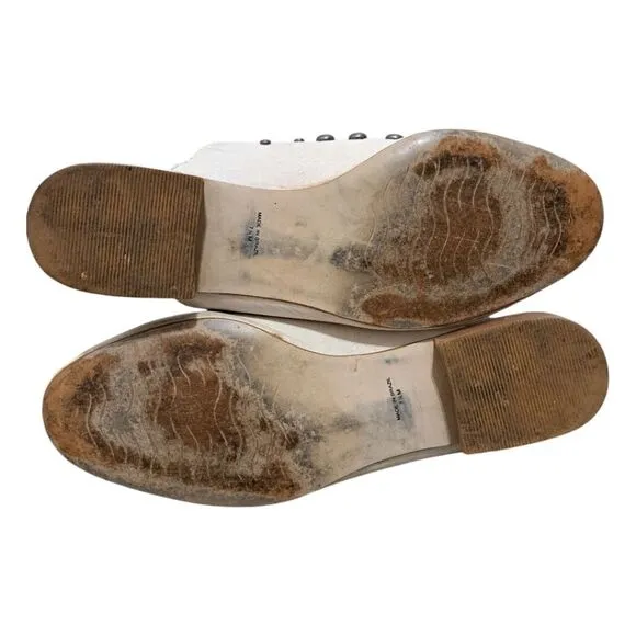Amuse Society X Matisse Sicily Studded Leather Flat Mules Cream Size 7.5
