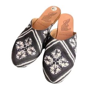 Ancient Greek Sandals Bandana Print Flat Mules Size 6.5