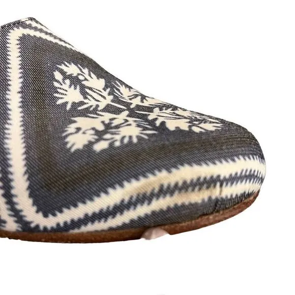 Ancient Greek Sandals Bandana Print Flat Mules Size 6.5