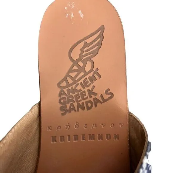 Ancient Greek Sandals Bandana Print Flat Mules Size 6.5