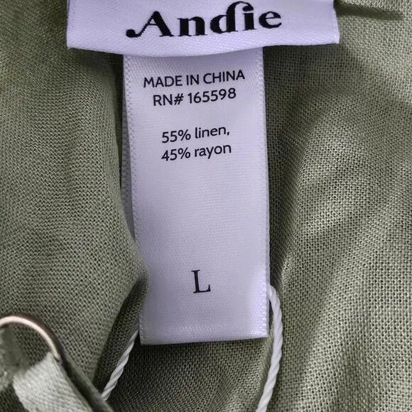 Andie The Barreta Slip Dress Linen Ivy Size L | Minimal &amp; Elegant Style