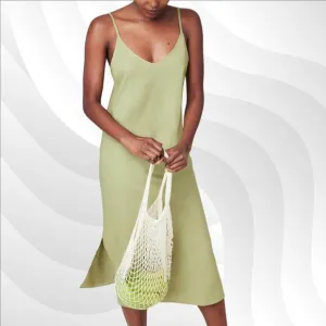 Andie The Barreta Slip Dress Linen Ivy Size L | Minimal &amp; Elegant Style