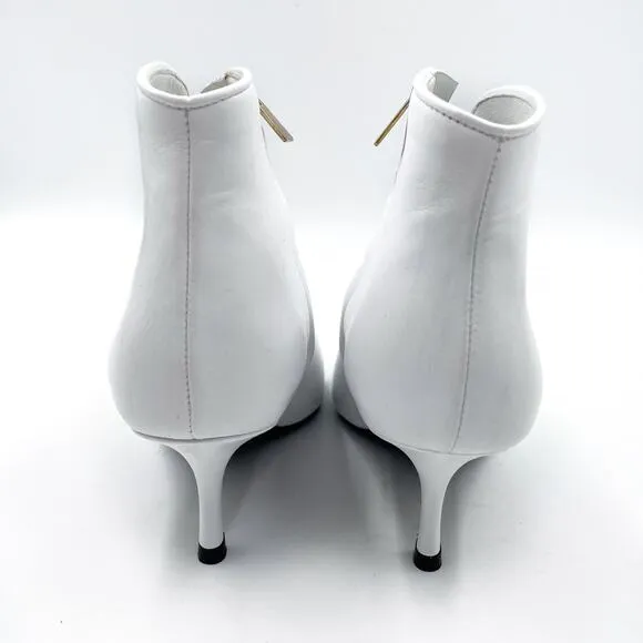 Anine Bing Frankie Leather Boots White Kitten Heels Pointed Toe Sz 37 / 7 US