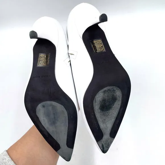 Anine Bing Frankie Leather Boots White Kitten Heels Pointed Toe Sz 37 / 7 US