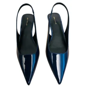 Ann Taylor Navy Blue Leather Slingback Heels