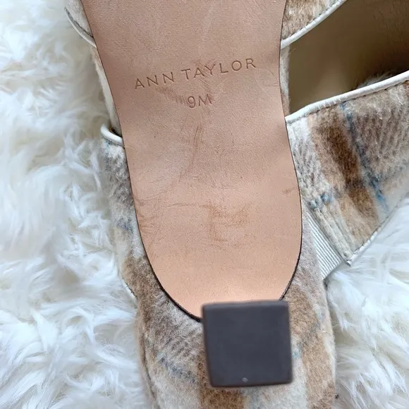 Ann Taylor Plaid Kitten Heel Mule Pumps