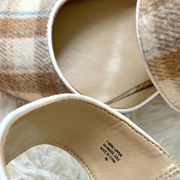 Ann Taylor Plaid Kitten Heel Mule Pumps