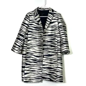 ANN TAYLOR Zebra Coat Navy and Cream Size Small